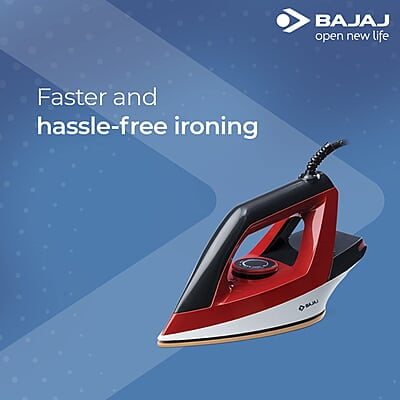 Bajaj Splendora 1100 Watts Dry Iron, Red & Black Bajaj Splendora 1100 Watts Dry Iron, Red & Black