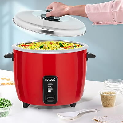 Borosil Pronto Dual 1.8 L Electric Rice Cooker with 2 Pot | 700W, Keep Warm Feature with Indicator Display, Anti Skid Rubber Feet | Cook & Boil Noodles, Rice, Upma, Idli, Dhokla | 2 Years Warranty Borosil Pronto Dual 1.8 L Electric Rice Cooker with 2 Pot | 700W, Keep Warm Feature with Indicator Display, Anti Skid Rubber Feet | Cook & Boil Noodles, Rice, Upma, Idli, Dhokla | 2 Years Warranty