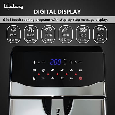 Lifelong Digital Air Fryer LLHFD722, 7.5 Litre XL LED Touch Screen, 12 Preset Cooking Modes, 1400 W Lifelong Digital Air Fryer LLHFD722, 7.5 Litre XL LED Touch Screen, 12 Preset Cooking Modes, 1400 W