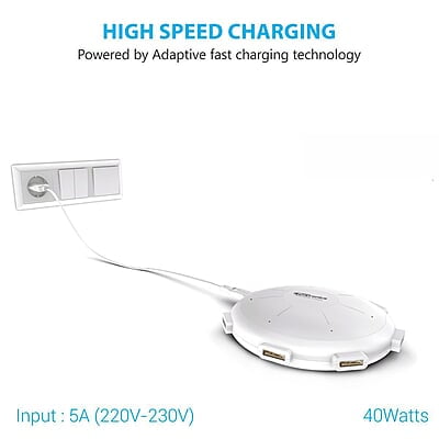 Portronics POR 343 UFO USB Home Charger 6 Ports 8A Charging Station for Smartphones and Tablets Portronics POR 343 UFO USB Home Charger 6 Ports 8A Charging Station for Smartphones and Tablets