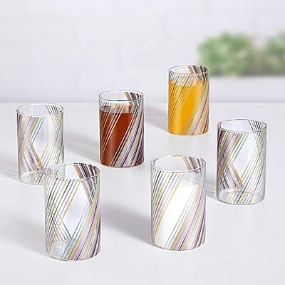 Borosil Artisan Prism 295 ml 6 pcs Set Transparent Drinking Glass |Borosilicate Glass Tumblers for Water, Cold Drinks, Juice| Flame Proof, Microwave & Dishwasher Safe | for Daily use & Gifting