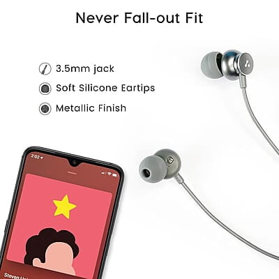 Ambrane Stringz 38 Wired Earphones with Mic, Powerful HD Sound with High Bass, Tangle Free Cable, Comfort in-Ear Fit, 3.5mm Ambrane Stringz 38 Wired Earphones with Mic, Powerful HD Sound with High Bass, Tangle Free Cable, Comfort in-Ear Fit, 3.5mm