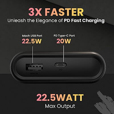 Portronics PowerPod 20K Advanced 20000 mAh Power Bank with 22.5W Max Output, Fast Charging Power Bank with 22.5W
