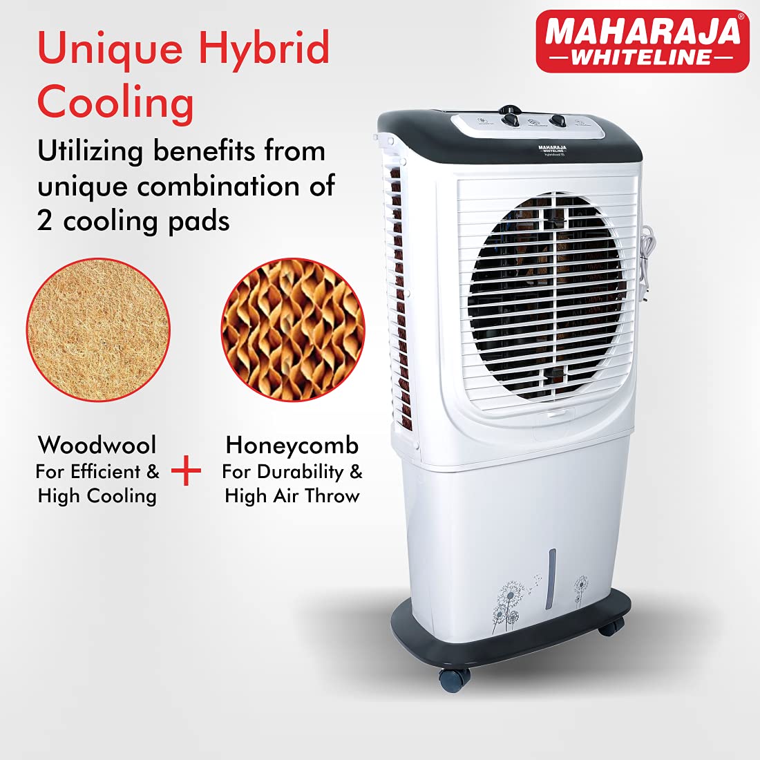 Maharaja White line Plastic Hybridcool 55-Litre Air Cooler with Remote, 55 Liters, Maharaja White line Plastic Hybridcool 55-Litre Air Cooler with Remote, 55 Liters,