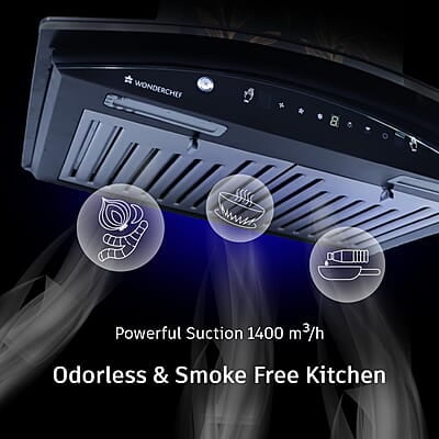 Wonderchef Ruby Curve Flora 90 cm Auto Clean Wall Mounted Chimney (Black 1200 CMH) Wonderchef Ruby Curve Flora 90 cm Auto Clean Wall Mounted Chimney (Black 1200 CMH)