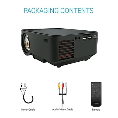 Portronics POR 624 Portable LED Projector (Black), USB Portronics POR 624 Portable LED Projector (Black), USB