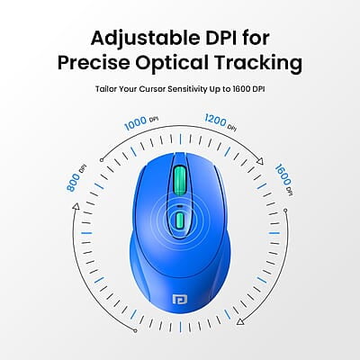 Portronics Toad 31 Wireless Mouse with 2.4 GHz Connectivity, USB Receiver, 10m Working Distance, Ergonomic Design, Auto Power Saving, Adjustable DPI for Laptop & PC