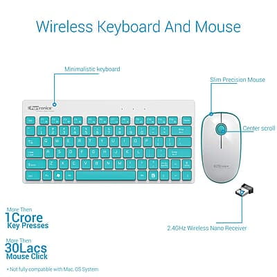 Portronics Key2-A Combo of Multimedia Wireless Keyboard & Mouse, Compact Light-Weight for PCs, Laptops and Smart TV