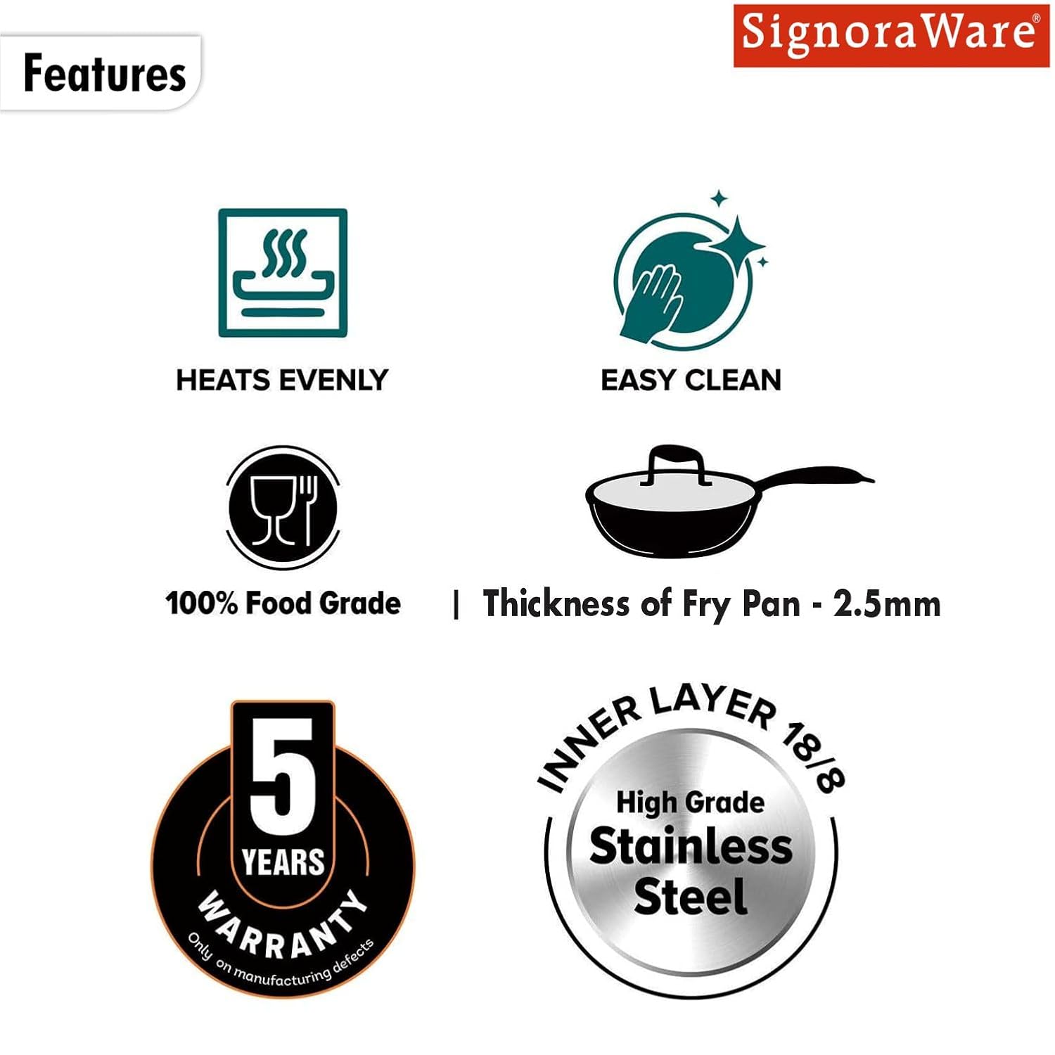 Signora Ware Fry Pan With Lid 1450 ML (20 CM) Signora Ware Fry Pan With Lid 1450 ML (20 CM)