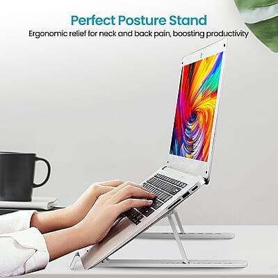 Portronics My Buddy K Lite Foldable Laptop Stand with Adjustable Heights, Anti-Slip Silicone Pads, Collapsible Design, 5 kg Max Weight Portronics My Buddy K Lite Foldable Laptop Stand with Adjustable Heights, Anti-Slip Silicone Pads, Collapsible Design, 5 kg Max Weight