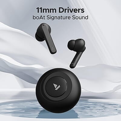 boAt Airdopes Sonik in Ear TWS Earbuds with 60 hrs Playback, IWP Tech, Quad Mics with ENx, ASAP Charge, 11 mm Drivers, BT v5.3 & IPX4 Sweat and Splash Resistance