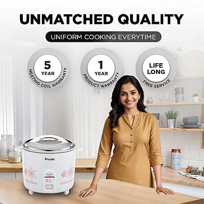 Preethi Electric Rice Cooker, 1 Litre, Single Pan, Anodized and Rustproof Aluminium Pan Preethi Electric Rice Cooker, 1 Litre, Single Pan, Anodized and Rustproof Aluminium Pan