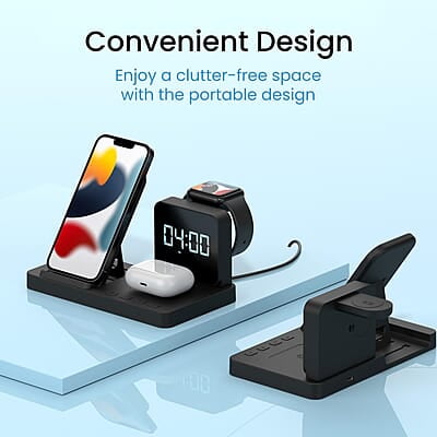 Portronics Bella 15 W 3 in 1 Wireless Charger for iPhone 15/15 Plus/15 Pro/15 Pro Max, iPhone 14/14 Plus/14 Pro/Max, iPhone 13, 13 Pro/Max, Airpods 3rd/2nd gen and Apple Watch Series