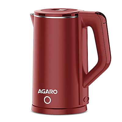 AGARO Elegant Electric Kettle, 1.8L, Double Layered Kettle, Stainless Steel Inner Body Red