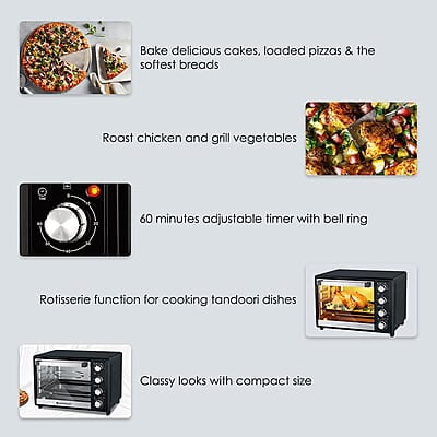 Wonderchef Oven Toaster Griller (OTG) 32 Litres, Stainless Steel With Rotisserie, Auto Power-Off With Bell, Heat Resistant