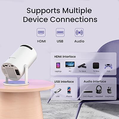 Portronics Beem 440 Smart LED Projector with 720p HD Resolution 2000 Lumens, Screen Mirroring, 3 Watts Speaker
