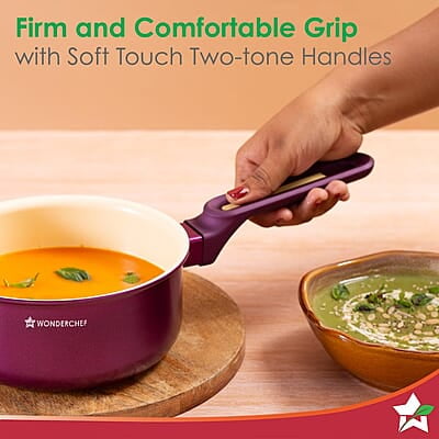 Wonderchef Bellagio Sauce Pan 16 cm 1.4 L Non-Stick Ceramic Coating Wonderchef Bellagio Sauce Pan 16 cm 1.4 L Non-Stick Ceramic Coating