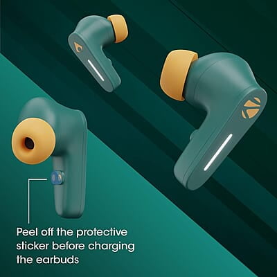 Zebronics DC Aquaman Edition Sound Bomb 7 TWS Wireless in Ear Earbuds with 40H* Backup, Rapid Charge, 50ms Gaming Mode, ENC mic, Voice Assistant, Flash Connect, Splash Proof, BT v5.2 and Type C Zebronics DC Aquaman Edition Sound Bomb 7 TWS Wireless in Ear Earbuds with 40H* Backup, Rapid Charge, 50ms Gaming Mode, ENC mic, Voice Assistant, Flash Connect, Splash Proof, BT v5.2 and Type C