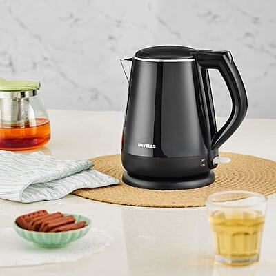 Havells Electric Kettle Aqua Plus 1250 Watts 1.2 liters , Double Layered Cool Touch Outer Body black Havells Electric Kettle Aqua Plus 1250 Watts 1.2 liters , Double Layered Cool Touch Outer Body black