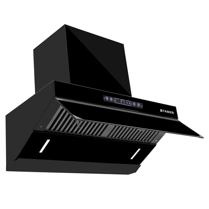 Faber 90cm 1500m³/hr Autoclean Kitchen Chimney Digital Display Filterless Slant Body T-Shape Panel Touch+Gesture Faber 90cm 1500m³/hr Autoclean Kitchen Chimney Digital Display Filterless Slant Body T-Shape Panel Touch+Gesture