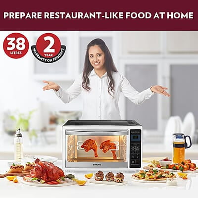 Borosil DigiPro 38 L Digital Oven Toaster & Grill, Convection Mode, 6 Pre-set Menus, Temperature Control, Chrome Borosil DigiPro 38 L Digital Oven Toaster & Grill, Convection Mode, 6 Pre-set Menus, Temperature Control, Chrome