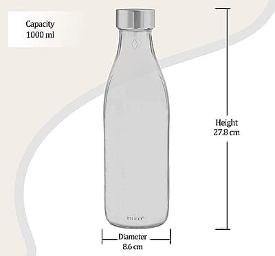 Treo by Milton Ivory Premium Glass Printed Bottle 1000 ml, 1 Pc Treo by Milton Ivory Premium Glass Printed Bottle 1000 ml, 1 Pc