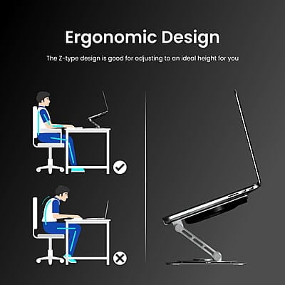 Portronics My Buddy Spinlight Laptop Stand with Cooling Fan, 360° Rotating Base, Adjustable Height Portronics My Buddy Spinlight Laptop Stand with Cooling Fan, 360° Rotating Base, Adjustable Height