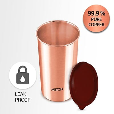 MILTON Copper Drinking Water Tumbler with Lid, 1 Piece, 480 ml, Copper 100% Leak Proof MILTON Copper Drinking Water Tumbler with Lid, 1 Piece, 480 ml, Copper 100% Leak Proof