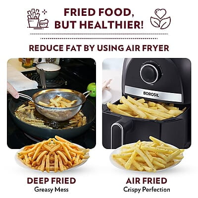 Borosil Best Air Fryer, Air Fryer for Home, Timer Selection, Adjustable Temp Control, 2.8 L Capacity Borosil Best Air Fryer, Air Fryer for Home, Timer Selection, Adjustable Temp Control, 2.8 L Capacity