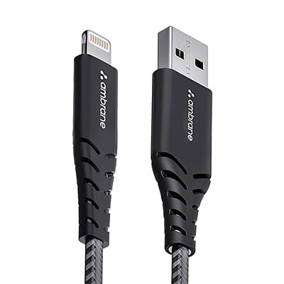 Ambrane USB to Lightning 3A Fast Charging Braided Cable Compatible for iPhone 14,13, 12,11, X, 8, 7, 6, 5, iPad, Macbook, iMac, AirPods, 480Mbps Data Sync, 1.5Meter Long (RCL -15