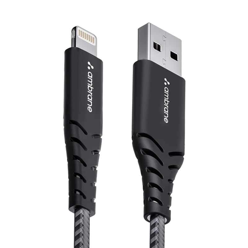 Ambrane USB to Lightning 3A Fast Charging Braided Cable Compatible for iPhone 14,13, 12,11, X, 8, 7, 6, 5, iPad, Macbook, iMac, AirPods, 480Mbps Data Sync, 1.5Meter Long (RCL -15 Ambrane USB to Lightning 3A Fast Charging Braided Cable Compatible for iPhone 14,13, 12,11, X, 8, 7, 6, 5, iPad, Macbook, iMac, AirPods, 480Mbps Data Sync, 1.5Meter Long (RCL -15