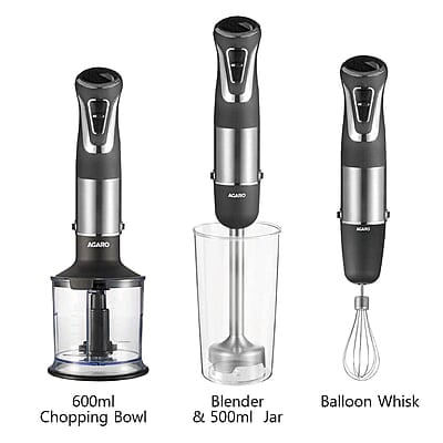 AGARO Marvel 800 Watts Hand Blender With Chopper, Jar & Whisker, 2 Variable Speed Modes & Speed Regulator AGARO Marvel 800 Watts Hand Blender With Chopper, Jar & Whisker, 2 Variable Speed Modes & Speed Regulator