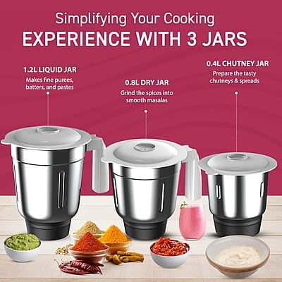 Crompton DS51 Plus Mixer Grinder with Powertron Motor & Motor Vent-X Technology Crompton DS51 Plus Mixer Grinder with Powertron Motor & Motor Vent-X Technology