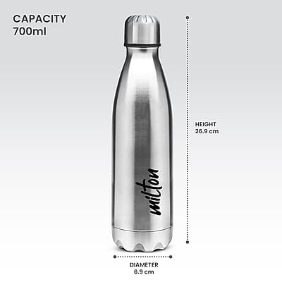 MILTON Shine 800 Stainless Steel Water Bottle, 700 ml Single walled Leak Proof MILTON Shine 800 Stainless Steel Water Bottle, 700 ml Single walled Leak Proof