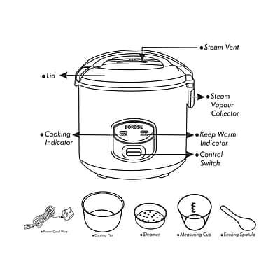 Borosil Pronto Deluxe II Rice Cooker, 1.8L Borosil Pronto Deluxe II Rice Cooker, 1.8L
