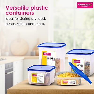 Varmora DSTG0113003 Plastic Container - 4.2 LTR, Pack of 4, Blue