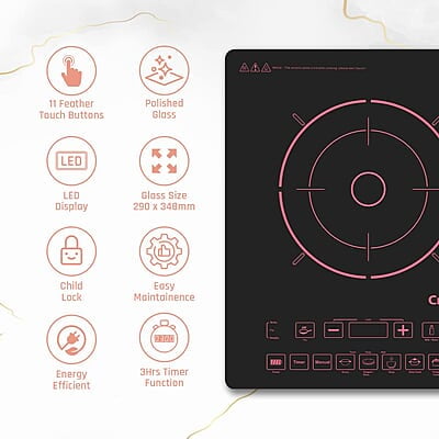 Crompton Instaserve 2000 W Induction Cooktop with 11 Feather Touch Buttons Crompton Instaserve 2000 W Induction Cooktop with 11 Feather Touch Buttons