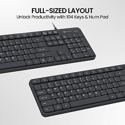 Portronics Ki-Pad 3 USB Wired Keyboard with Large Keycaps, Noise-Free Typing, Fn Multimedia Hotkeys, Full-Size Layout with Num Pad, Ergonomic Design, 1.5m USB Cable Portronics Ki-Pad 3 USB Wired Keyboard with Large Keycaps, Noise-Free Typing, Fn Multimedia Hotkeys, Full-Size Layout with Num Pad, Ergonomic Design, 1.5m USB Cable