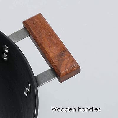 Wonderchef Ebony Aluminium Hard Anodized Deep Kadhai/Kadai with Lid - 24 cm, 3 Litre