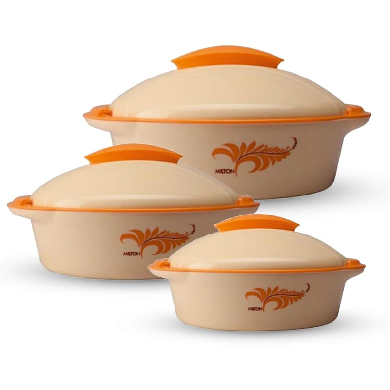 MILTON Crisp Deluxe Inner Stainless Steel Casserole, Set of 3