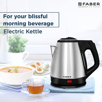 Faber Electric Kettle with Stainless Steel Body, FK 1.8 litres boiler for Water, SS Faber Electric Kettle with Stainless Steel Body, FK 1.8 litres boiler for Water, SS