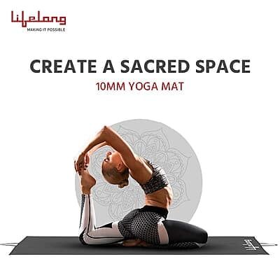 Lifelong LLYM14 10mm Extra Thick Yoga and Exercise Mat (Hand Washable & Anti Slip)