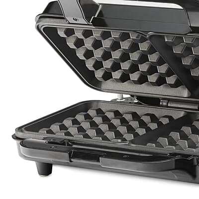 Borosil 1000W Neo Waffle Maker | Non Stick Coating, Square, Anti Skid Rubber Feet, Automatic Temperature Control | 2 Year Warranty, Silver