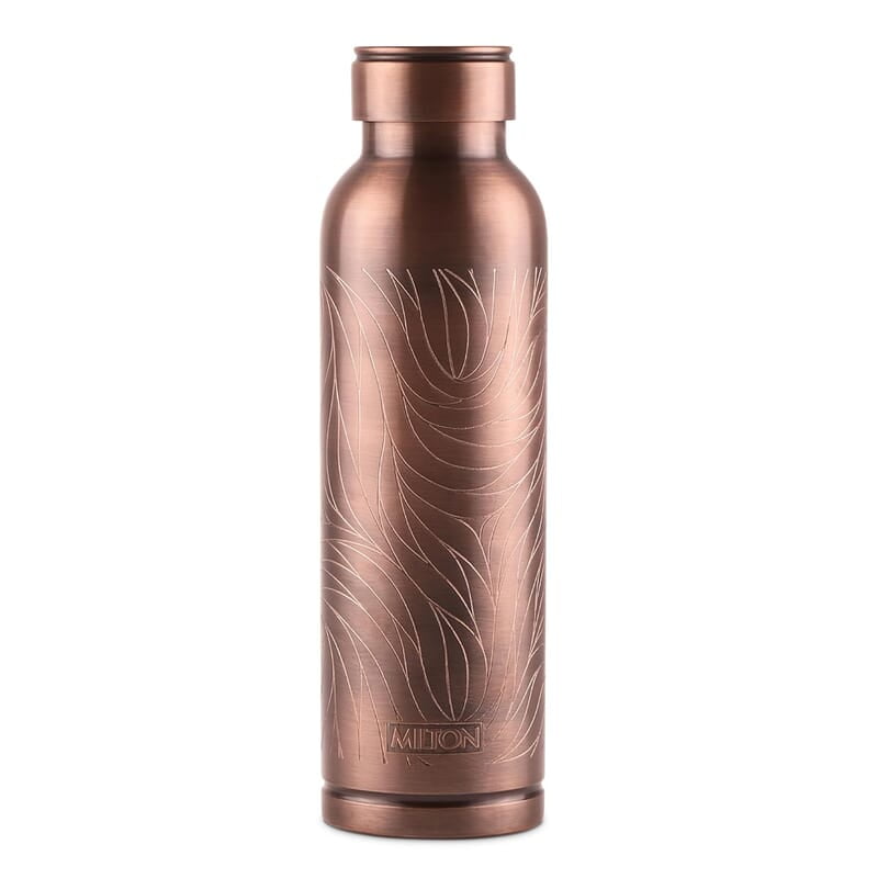 MILTON Copper Swasth Water Bottle, 940 ml, Copper Abstract Lacquer Coating, Curved bottle MILTON Copper Swasth Water Bottle, 940 ml, Copper Abstract Lacquer Coating, Curved bottle