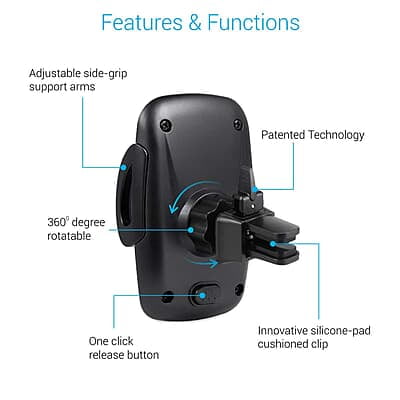 Portronics CLAMP X Car-Vent Mobile Holder 360 Degree Rotational, Strong Lock Mechanism Portronics CLAMP X Car-Vent Mobile Holder 360 Degree Rotational, Strong Lock Mechanism