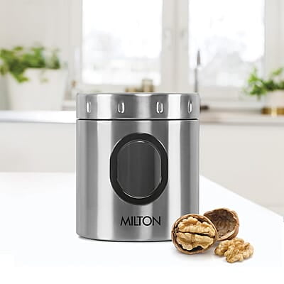 MILTON Steel Crispy 550 Storage Jar, 550 ml Light Weight Odour Proof Dishwasher Safe MILTON Steel Crispy 550 Storage Jar, 550 ml Light Weight Odour Proof Dishwasher Safe