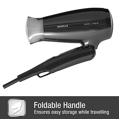 Havells 1600W Unisex Foldable Hair Dryer 2 Heat Settings With Cool Shot (Hot/Warm) Effortless Hair Styling Havells 1600W Unisex Foldable Hair Dryer 2 Heat Settings With Cool Shot (Hot/Warm) Effortless Hair Styling