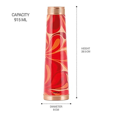 MILTON Copper Delight Design Water Bottle, 915 ml, Ethnic Lacquer Coating, Curved bottle MILTON Copper Delight Design Water Bottle, 915 ml, Ethnic Lacquer Coating, Curved bottle