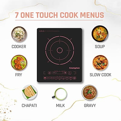 Crompton Instaserve 2000 W Induction Cooktop with 11 Feather Touch Buttons Crompton Instaserve 2000 W Induction Cooktop with 11 Feather Touch Buttons