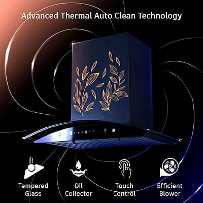 Wonderchef Ruby Curve Flora 90 cm Auto Clean Wall Mounted Chimney (Black 1200 CMH) Wonderchef Ruby Curve Flora 90 cm Auto Clean Wall Mounted Chimney (Black 1200 CMH)